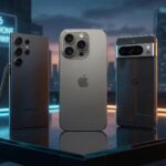 026 三大旗艦手機 (iPhone 17, S25 Ultra, Pixel 10) 並列展示，背景呈現高級科技質感 / 2026 Top 3 Flagship Phones (iPhone 17, S25 Ultra, Pixel 10) displayed side by side, premium tech background.